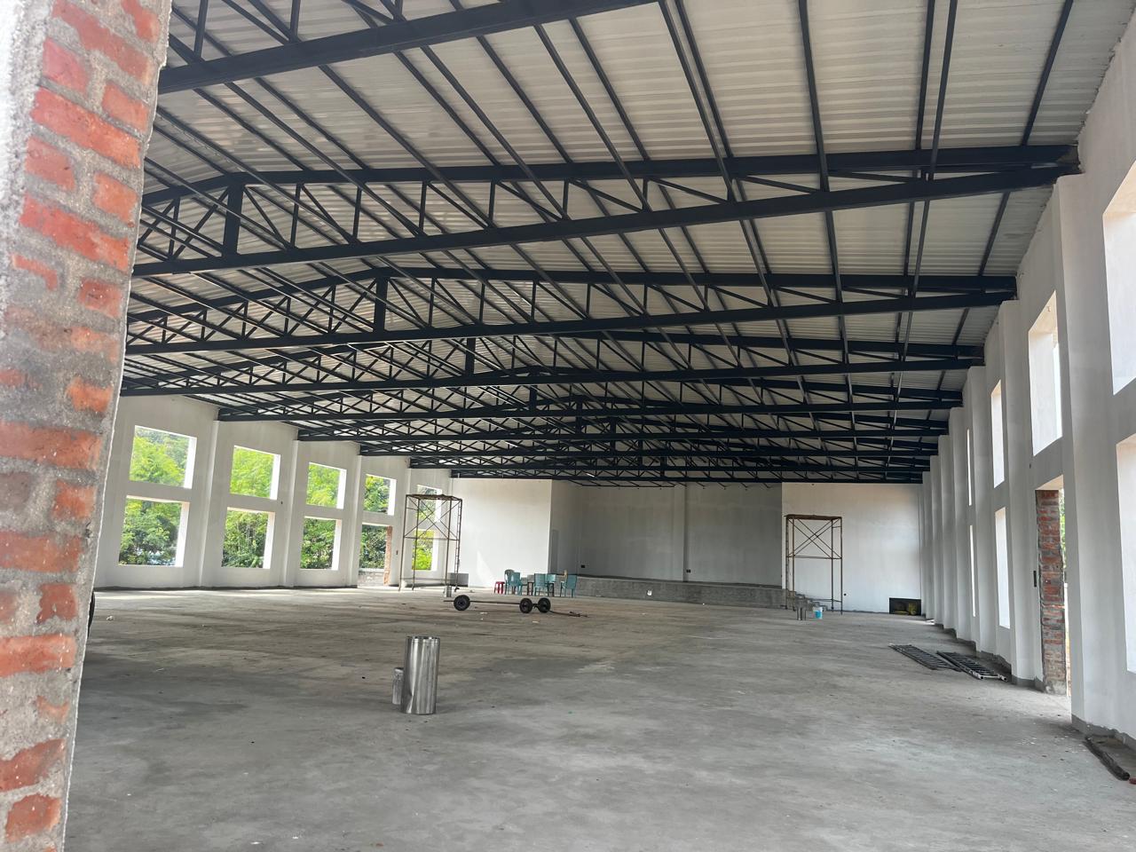 Main hall of the Kalyana Mandapam awaiting flooring and interior finishing