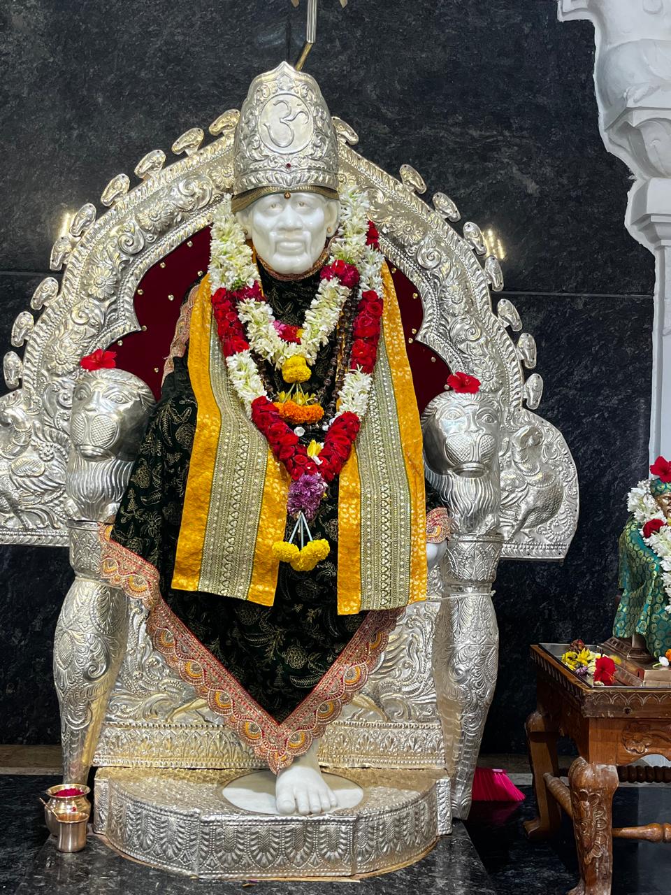 Sai Baba Idol on the Silver Throne